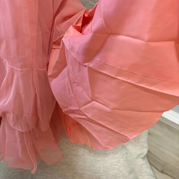 Vintage 1960s Jack Bryan Gown Peach Chiffon Belted Maxi Dress - size 10 - Picture 6 of 16